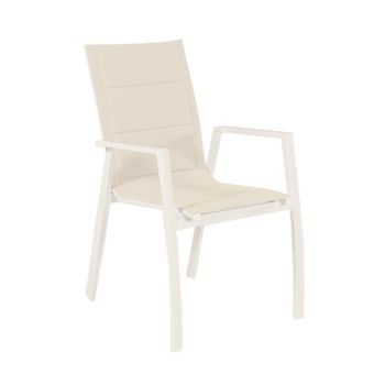 Sillón Acolchado Para Jardín, Fabricado En Aluminio De Color Blanco Envejecido. Medidas Del Sillón: 56 X 94 X 69 Cm. Color Predominante: Blanco Envejecido. Material: Aluminio.