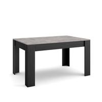 mesa comedor  mesa fija cocina y salon  140x90x76 cm  para 6 comensales  muebles comedor  estilo moderno  cemento y negro