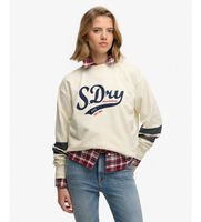 superdry para mujer w2012596a sudadera varsity script loose beige s casual algodon