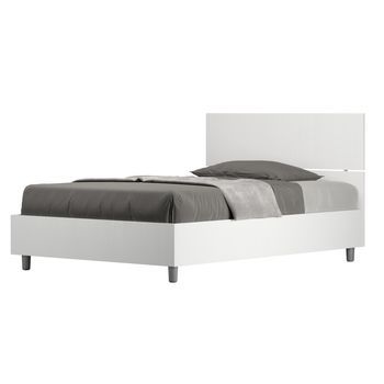Cama Renoma De Madera Con Cabecero Inclinado.-color Blanco-ropa De Cama 120x200 Cm-versión Caja De Almacenamiento