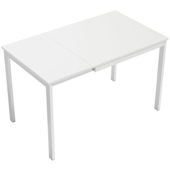 HOMCOM Mesa de comedor extensible 80-120 cm para 4 a 6 personas, mesa de cocina con extensión deslizante, blanco   Aosom España