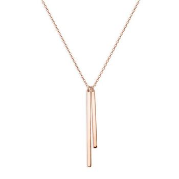 Colgante oblongo de cadena de plata chapada en oro rosa