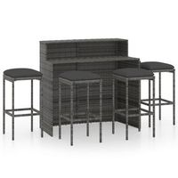 conjunto de muebles de bar de jardin de 5 uds  mesa y sillas y cojines gris
