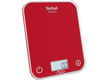 Balanza de cocina - Tefal Optiss, 5 kg, Electrónica, Función tara, Apagado Automático, Rojo
