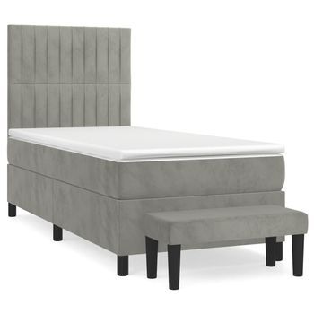 Cama Tapizada 203x90x128 Cm Contrachapado, Madera Procesada - Gris