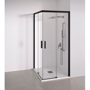 Mampara De Ducha Angular Negra 87-89 X 117-119 Cm Bellobath