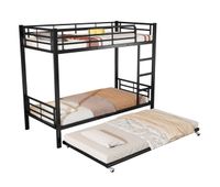 litera infantilcama nido de metal 90x190200cm con escalera y proteccion contra caidasnegro