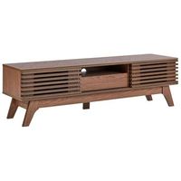 mueble de tv madera oscura estante almacenaje gestion de cables moderno detroit