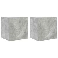 2 uds muebles tv de pared  mueble de salon  armario tv luces led gris hormigon 405x35x40 cm