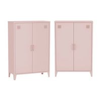 comodaarmario de metal de 2 puertas set de 2 rosa