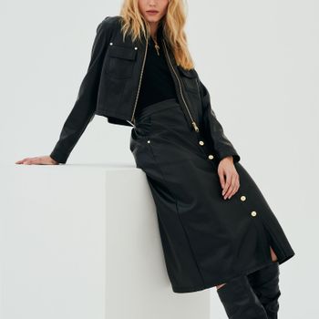 Barbour International Aria Faux Leather Midi Skirt - UK 12