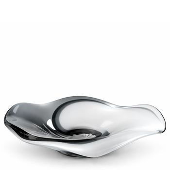 Plato decorativa de vidrio soplado en blanco, gris y negro d41
