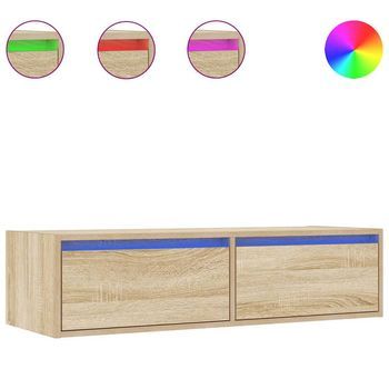 Mueble De Tv Con Luces Led Roble Sonoma 100x35,5x25 Cm