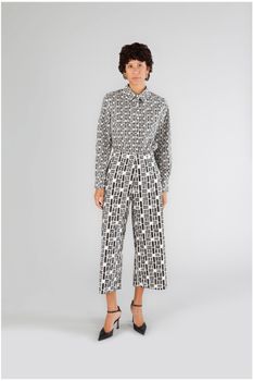 pantalón palazzo de popelín estampado geometric s