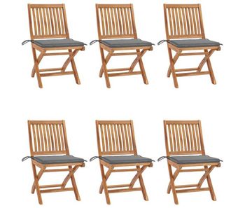 Sillas de jardin plegables 6 unidades madera maciza teca con cojines