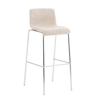 taburete de bar clasico x1 con reposapies y cuatro patas metalicas estables asiento de tela color crema 100004948
