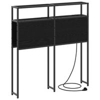 cabecera de almacenamiento con estante roble negro 100 cm