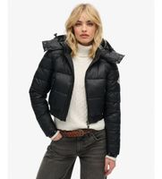 superdry para mujer w5011682a chaqueta corta con capucha fuji negro m casual sostenible nylon reciclado