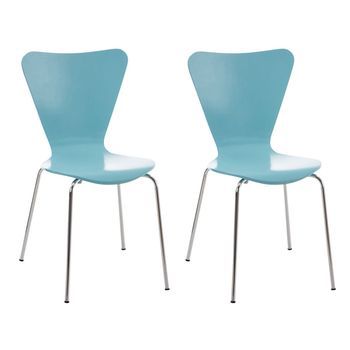 Set 2x Sillas De Visita Calisto Madera Azul Claro 49x45x85 Cm Clp
