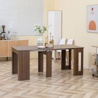 mesa de comedor de melamina de madera homcom 180x85x75 cm-marron
