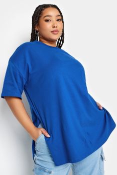 Yours Camiseta Amplia De Algodón Azul , Mujer Curvy Y Tallas Grandes, Yours