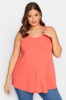 yours camiseta de tirantes con vuelo coral  mujer curvy y tallas grandes yours