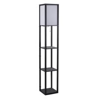 lampara pie con estantes 26x26x160 cm negro