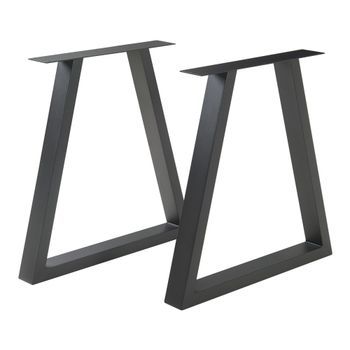 Juego De 2 Patas De Mesa Lyngby Acero 72x55/70cm - Negro [en.casa]