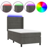 estructura de cama led con cabecero con somier y cubrecolchon 100x200 cm tela de terciopelo gris oscuro tdl0207750