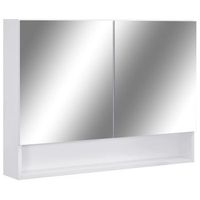 armario de bano  mueble bano con espejo mdf blanco 80x15x60 cm