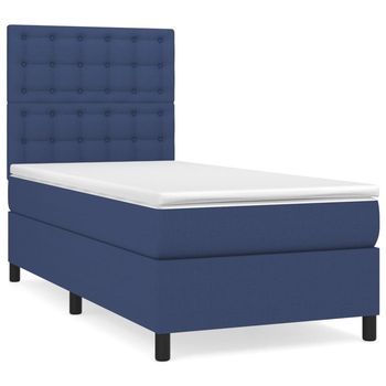 Cama Tapizada 203x90x128 Cm Tejido - Azul