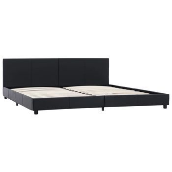 Cama Matrimonial | Cama Doble | Estructura De Cama De Cuero Sintético Negro 180x200 Cm Cfw41862