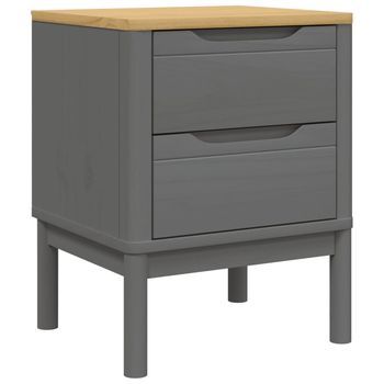 Mesita De Noche Floro Madera Maciza De Pino Gris 45x39x57 Cm Vidaxl