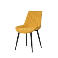 silla de comedor acolchada mostaza con patas negras