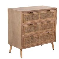 comoda 3 cajones madera ratan serie darsh