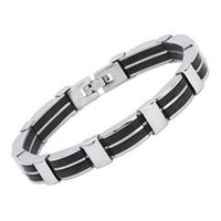 brazalete de acero inoxidable con elemento de caucho
