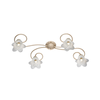lampara de techo alice en hierro lacado marfil con decoracion difusores de oro antiguo y cristal d 14 alabastro blanco 4 luces l 87 x 40
