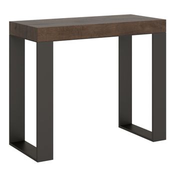 Consola extensible 90x40/196 cm efecto madera nogal y hierro