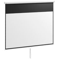 homcom pantalla de proyector manual 120 pulgadas formato 169 266x149 cm blanco