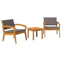conjunto bistro con cojin 3 piezas  mueble de jardin marron poliester