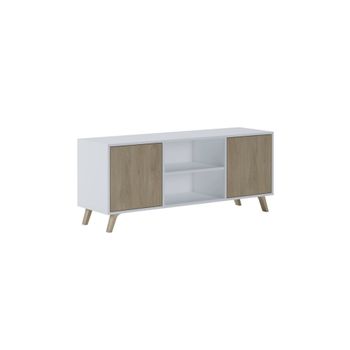 Mueble tv de 2 puertas y 2 estantes 136,8 cm blanco puccini