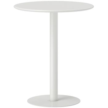 HOMCOM Mesa de Comedor Redonda para 2 Personas Mesa de Cocina de Acero para Interior y Exterior Ø60x72 cm Blanco