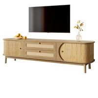 mueble de tv - mueble para salon - madera maciza y mdf - natural 170x395x46cm