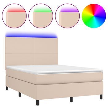 Cama Tapizada 193x144x128 Cm Vinilo - Marrón