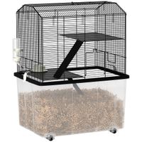 jaula para hamster pawut jaula para animales pequenos con ruedas 2 niveles placa en forma de disco y 2 escalas c rosca de acero 57x43x74 cm noi