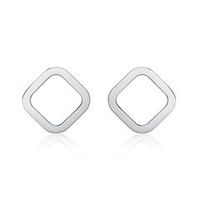 pendientes cuadrados de oro blanco 14 quilates para mujer