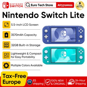 Nueva consola de juegos portátil Nintendo Switch Lite, ligera y portátil, controlador Joy Con integrado, opción de varios colores