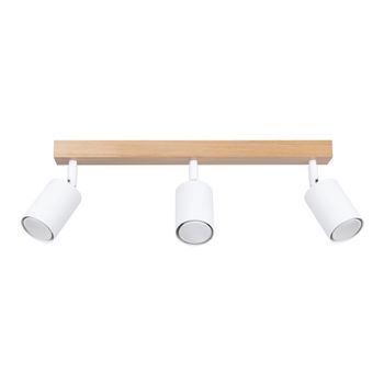 Lámpara de techo madera blanca acero/madera alt. 17 cm