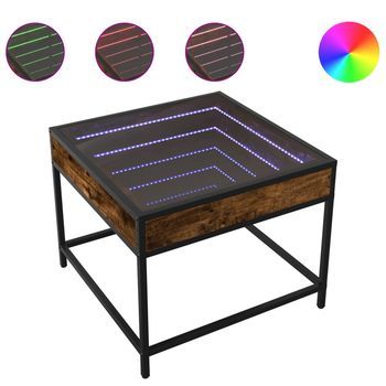 Mesa De Café - Mesa De Centro Con Infinity Led Roble Ahumado 50x50x41 Cm