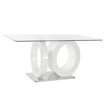 Mesa Comedor Cristal Mdf 160x90x75 Blanco